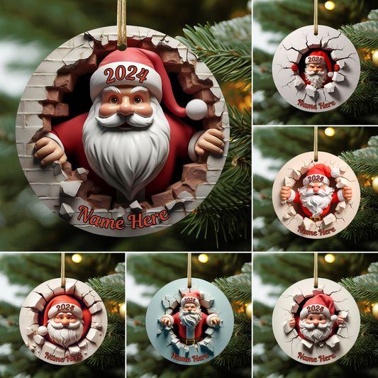 3D Santa #1 Ornament w/Name