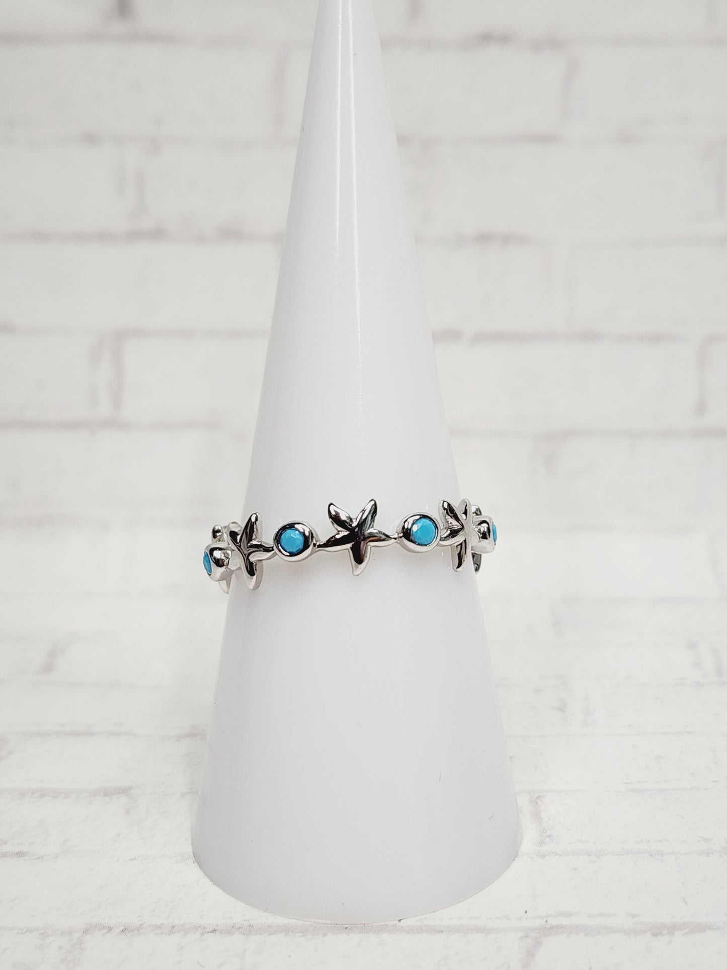 Size 8 Sterling Silver - 824 Turquoise Star Fish