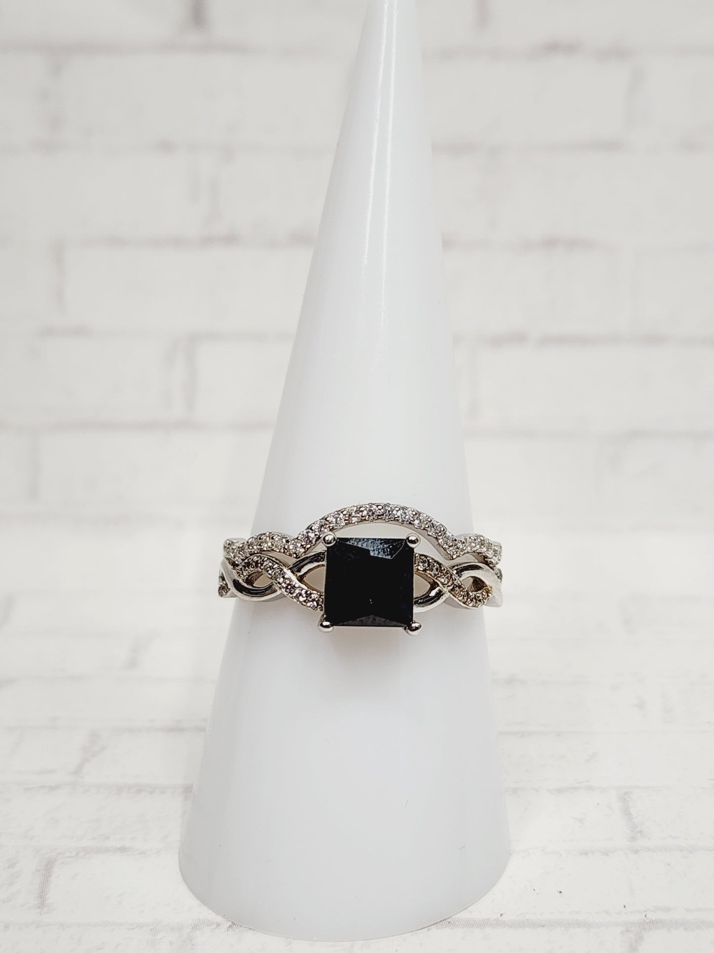 Size 8 Sterling Silver - 838 Black Onyx Double Band