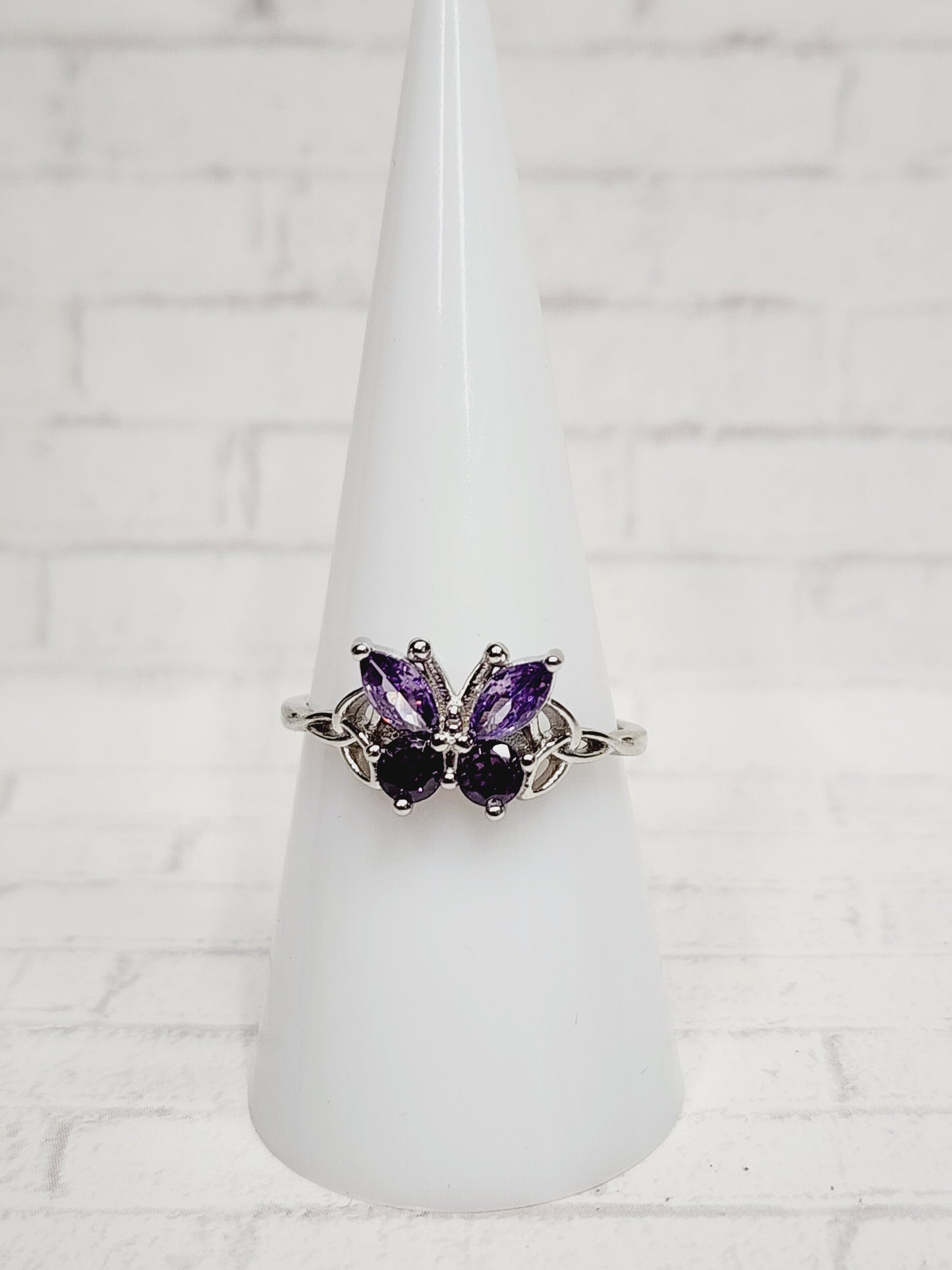 Size 8 Sterling Silver - 839 Purple Butterfly