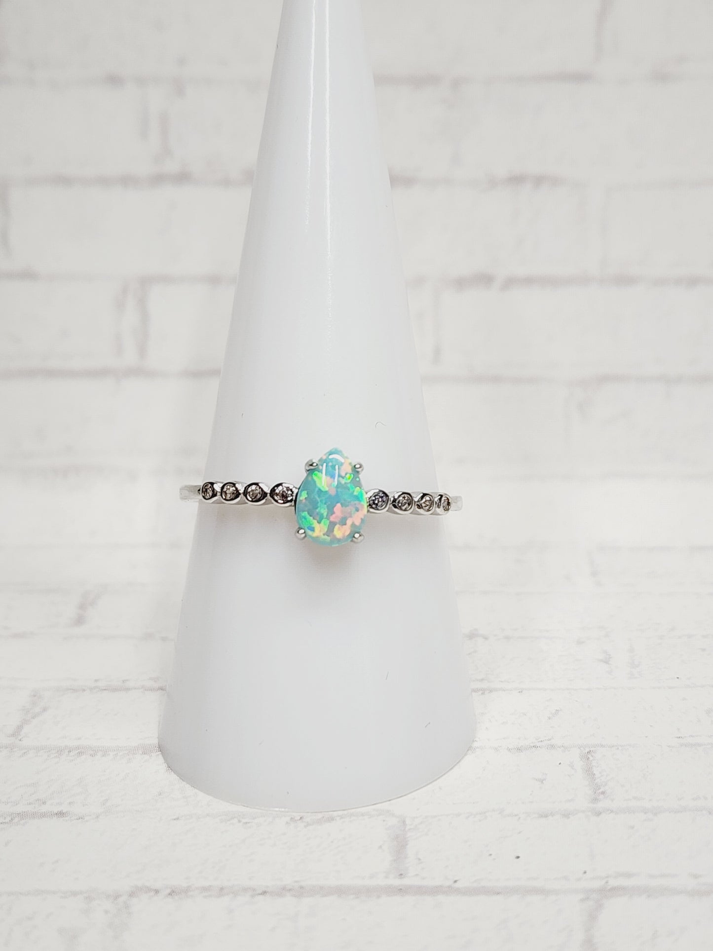 Size 9 Sterling Silver - 932  Teal Opal