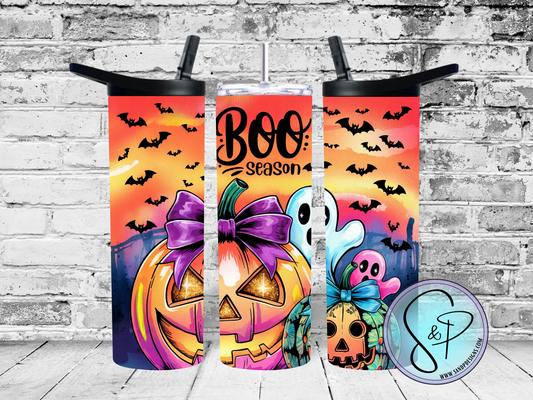 Neon Pink Halloween Boo Season Pumpkin - 20 oz