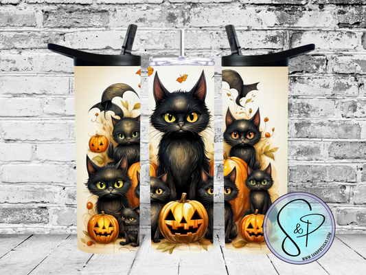 Black cats pumpkins bats - 20 oz