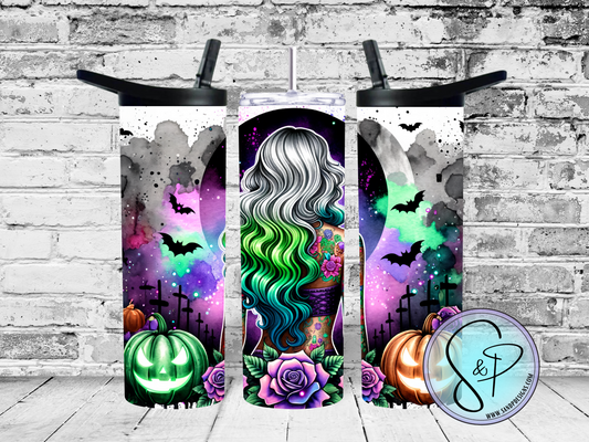 Cute Halloween Spooky Boo Season Colorful Hair Tattoos - 20 oz.