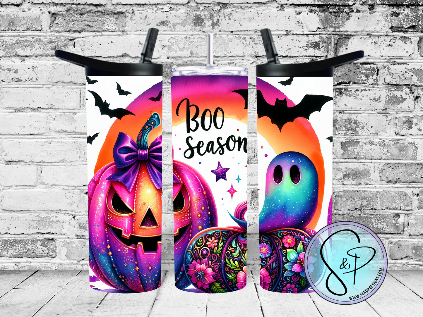 Neon Pink Halloween Boo Season Pumpkin - 20 oz