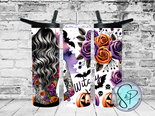 Halloween Witch Witchy Vibes Spooky Girl with tattoos - 20 oz