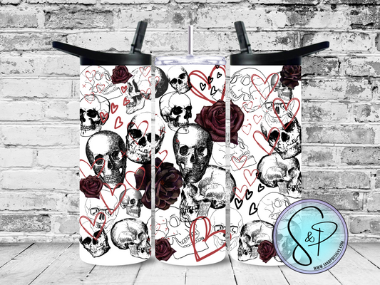 Skull, Hearts and Roses - 20 oz