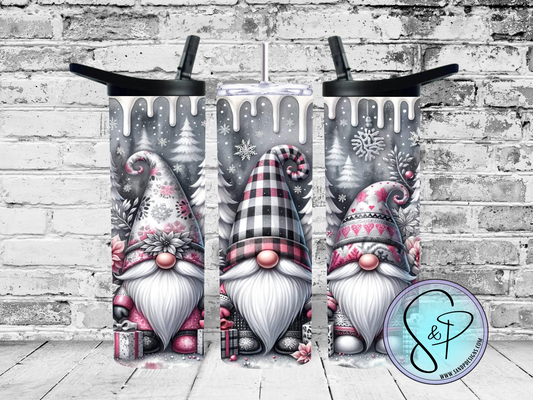 Christmas Gnomes Gray & Pink- 20 oz