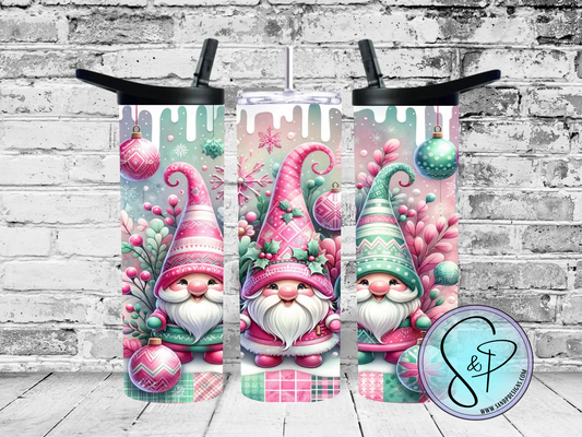 Christmas Gnomes Pink & Teal - 20 oz