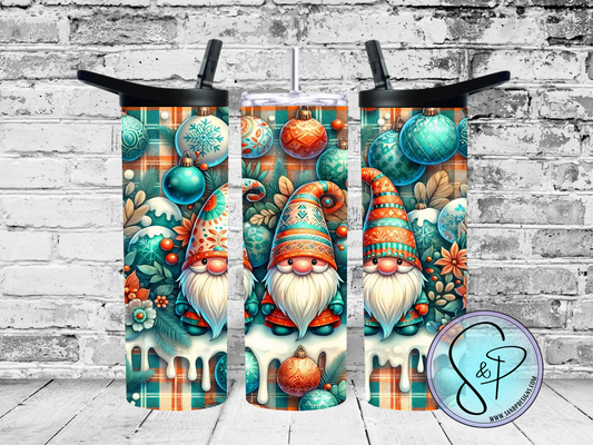 Christmas Gnomes Orange & Teal - 20 oz