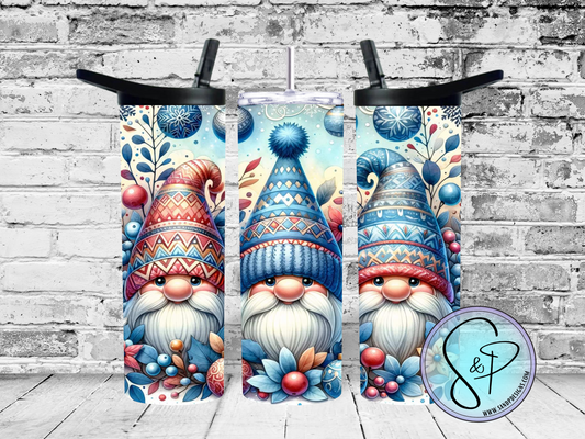 Christmas Gnomes Blue & Maroon - 20 oz