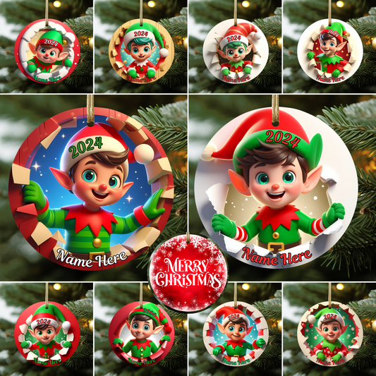 3D Elf Ornament w/Name