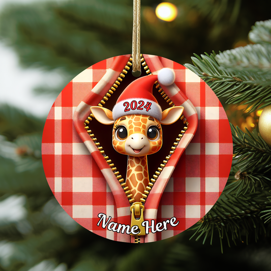 Zipper Giraffe w/Name Ornament