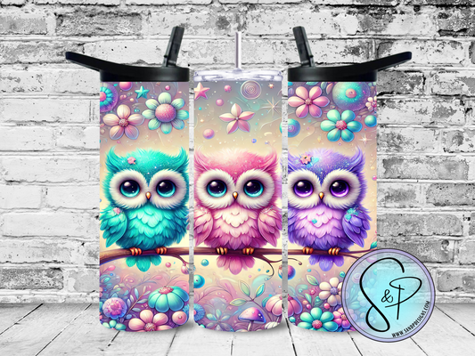 Owls Teal/Pink/Purple - 20 oz